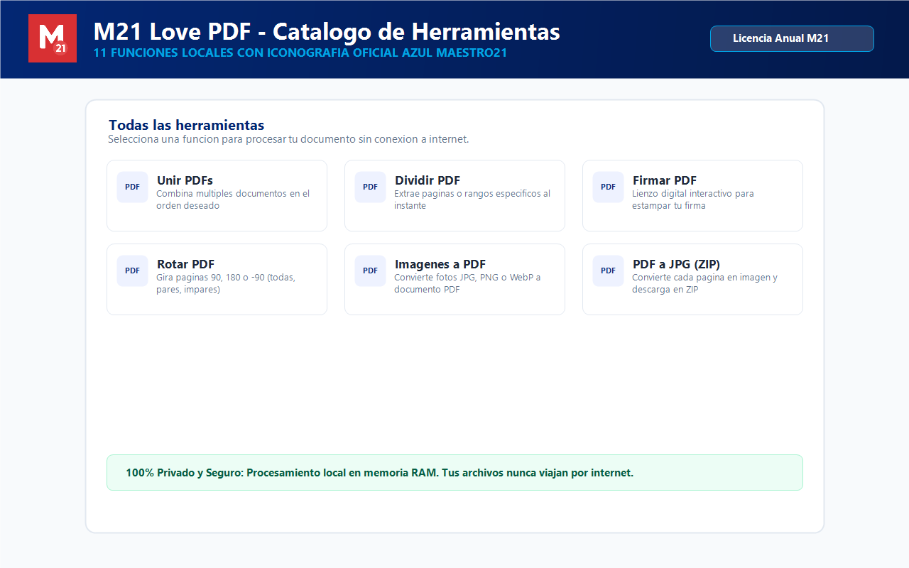 M21 Love PDF Dashboard de Herramientas